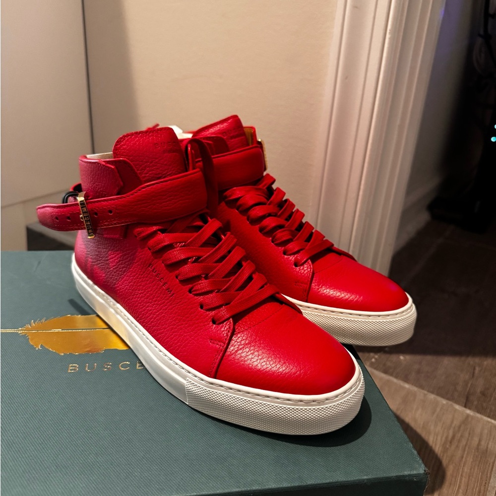 Buscemi 10MM Tassle Men's Red High-Top Sneakers size 9